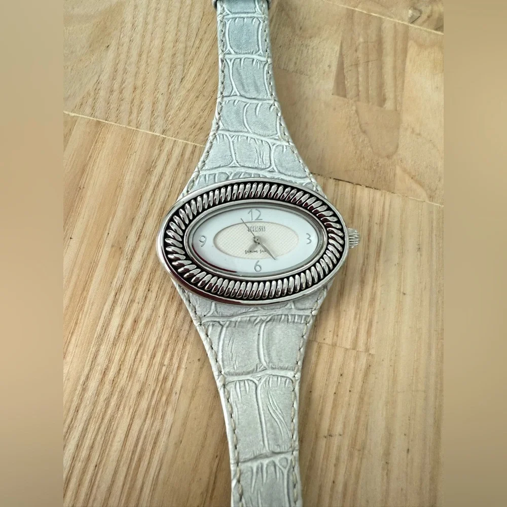 Vintage ecclissi 925 sterling silver oval watch NEW BATTERY
